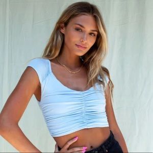 Speechless Ruched Sky Blue Top